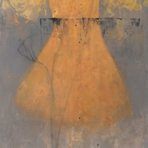 Robe jaune fleur noire