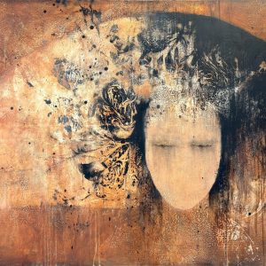 Femme à la coiffe éventail burn sienna